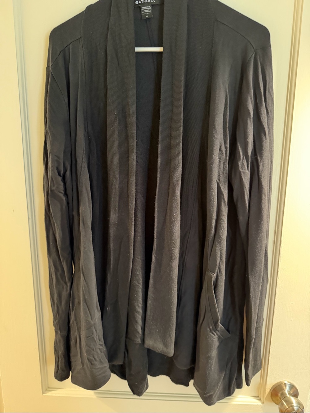 Athleta Black Open Drape Front Lightweight Jacket